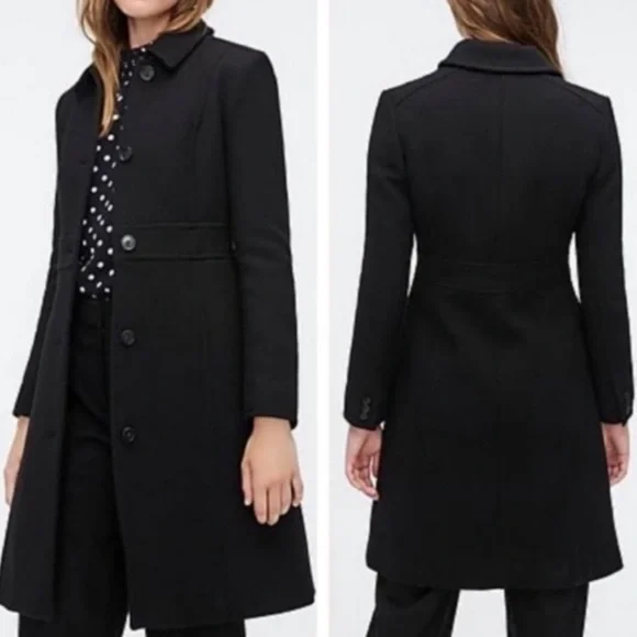 J. Crew Black Classic Lady Day Coat In Italian Double-cloth Wool With Th - Picture 16 of 16